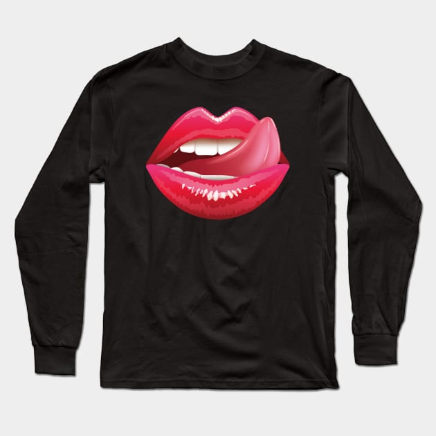 Funny Tongue face mask Long Sleeve T-Shirt by JB's Design Store